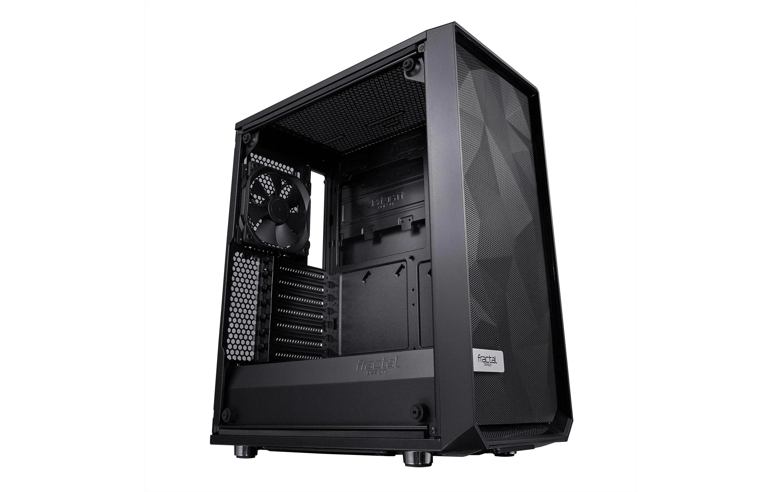 Fractal Design PC-Gehäuse Meshify C TG Schwarz, Unterstützte Mainboards: Micro-ATX, ITX, ATX, Gehäuse Bauart: Mid-Tower, Detailfarbe: Schwarz, Anzahl Lüfterplätze: 7, Sichtfenster: Ja, Netzteil vorinstalliert: Nein