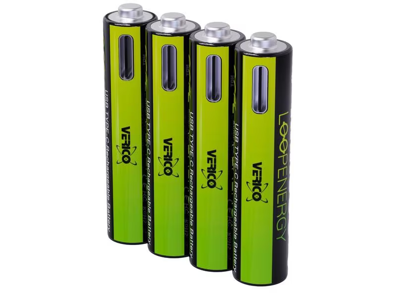 Verico Akku 4x AAA 600 mAh, Spannung: 1.5 V, Kapazität: 600 mAh, Akkutyp Bauform: AAA, Verpackungseinheit: 4 Stück, Kapazität Wattstunden: 0.9 Wh, Akkutyp: Lithium-Ion (Li-Ion)