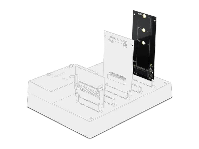 Delock Adapter SATA - M.2 Key-B SATA SSD 2 cm, Datenanschluss Seite A: SATA mit Strom, Datenanschluss Seite B: M.2 Key-B, Anzahl Ausgänge: 1 ×, Winkelstecker: Nein, Kabellänge: 2 cm