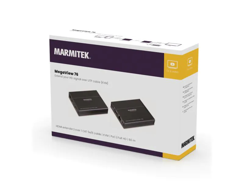 Marmitek HDMI Extender Megaview 76, Übertragungsart: Kabelgebunden, RJ-45, Anschluss Seite B: HDMI, USB-A Buchse, Anschluss Seite A: USB-A Buchse, HDMI