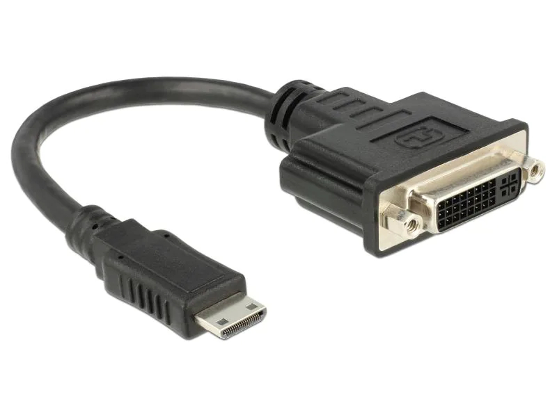 DeLock Adapterkabel Mini-HDMI - DVI-I Schwarz, Typ: Adapterkabel, Videoanschluss Seite A: Mini-HDMI, Videoanschluss Seite B: DVI-I - 20 cm