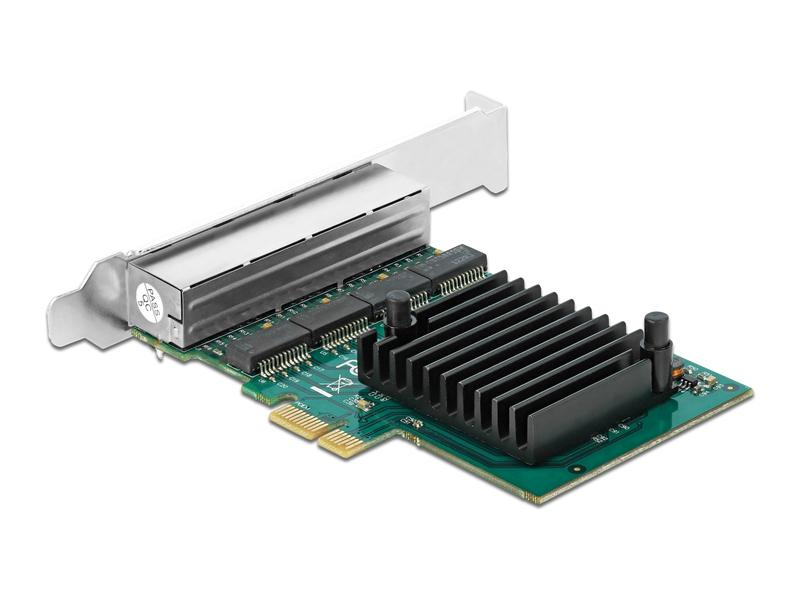 Delock Netzwerkkarte 4x 1Gbps, RTL8111 PCI-Express x1, Schnittstellen: RJ-45 (Ethernet), Schnittstellengeschwindigkeit: 10/100/1000 Mbit/s, Formfaktor: Low-Profile, Full-Height, Anwendungsbereich: Home, Small/Medium Business, Anschlussart: PCI-Express x1