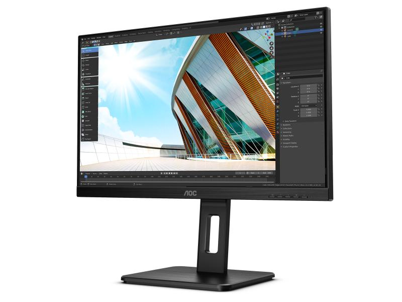 AOC Monitor U27P2, 27 Zoll LED, 3840 x 2160 Pixel, 16:9, DVI VGA HDMI USB, Schwarz