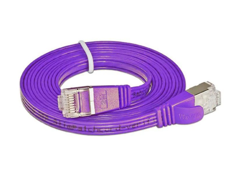 Wirewin Slimpatchkabel Cat 6, STP, 15 m, Violett, Farbe: Violett, Form: Flach, Zusatzfunktionen: Mit Klinkenschutz, Längenaufdruck auf Stecker, Länge: 15 m, Anschlüsse LAN: RJ45 - RJ45, Produkttyp: Slimpatchkabel