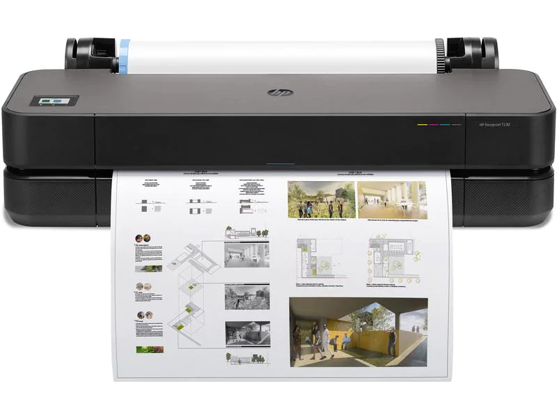 HP Grossformatdrucker DesignJet T230 - 24", Druckertyp: Farbig, Verbindungsmöglichkeiten: LAN, USB, WLAN, Drucktechnik: Tintenstrahl, Total Fassungsvermögen Papierzuführungen: 1 Rolle/n, Funktionen: Drucken, Anzahl Papierzuführungen (integriert): 1