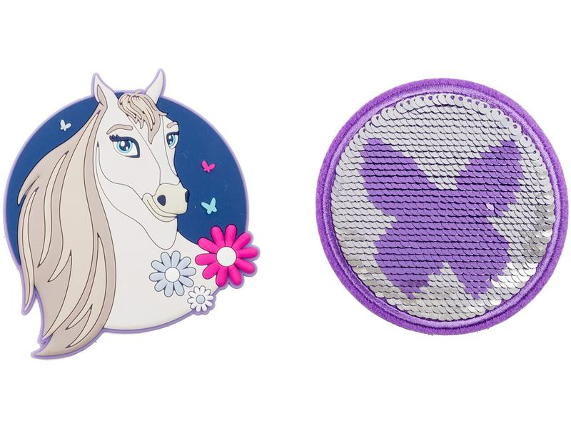 Schneiders Badges Horse + Butterfly, 2 Stück, Bewusste Eigenschaften: Keine Eigenschaft, Bewusste Zertifikate: Keine Zertifizierung, Farbe: Violett, Blau, Sportart: Outdoor