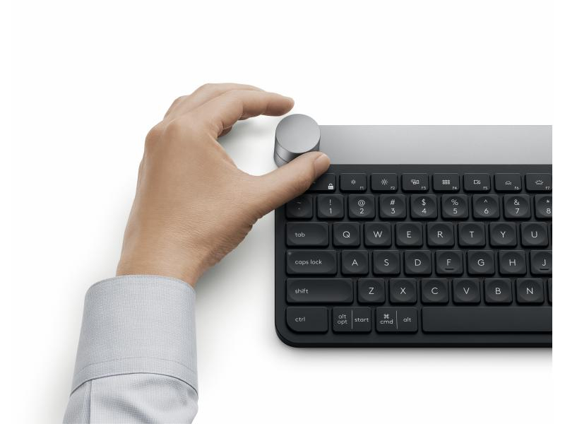 Logitech Tastatur CRAFT Tastatur Typ: Wireless, Tastaturlayout: QWERTZ (CH), Tastatur Features: Bluetooth, USB Wireless, Batteriestandsanzeige, Ein-/Ausschalter, Ziffernblock, Keyboard Tasten: Klassisch (Knöpfe), Farbe: Schwarz, Verbindung Maus/Tastatur: