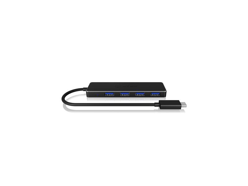 ICY BOX USB-Hub IB-HUB1410-C3, Stromversorgung: USB, Anzahl Ports: 4, Farbe: Schwarz, USB Standard: 3.0