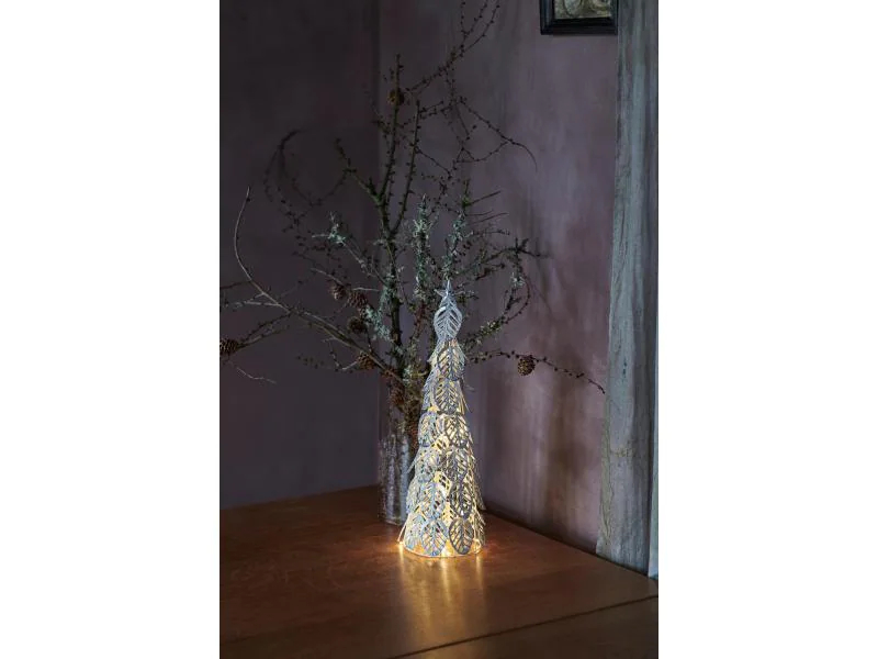 Sirius LED-Tischdeko Kirstine 43 cm Dekobaum Silber, Betriebsart: Batteriebetrieb, Höhe: 43 cm, Timerfunktion: Ja, Anzahl Lampen: 15 ×, Aussenanwendung: Nein, Farbe: Silber