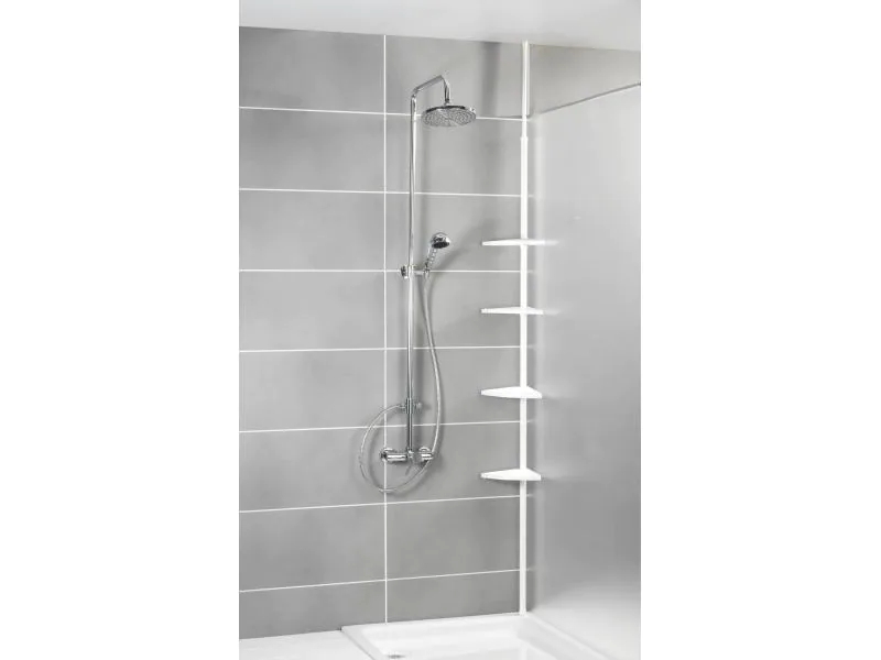 Wenko Bad-Utensilienhalter Compact Weiss, Utensilienhalter Typ: Bad Utensilienhalter, Farbe: Weiss, Material: Aluminium; Polystyrol, Höhe: 78 - 275 cm, Tiefe 19,5 cm