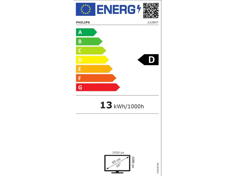 Philips 222B9T/00 Touch, 21.5 Zoll LED, 1920 x 1080 Pixel Full HD, 16:9, DVI VGA HDMI USB, Schwarz