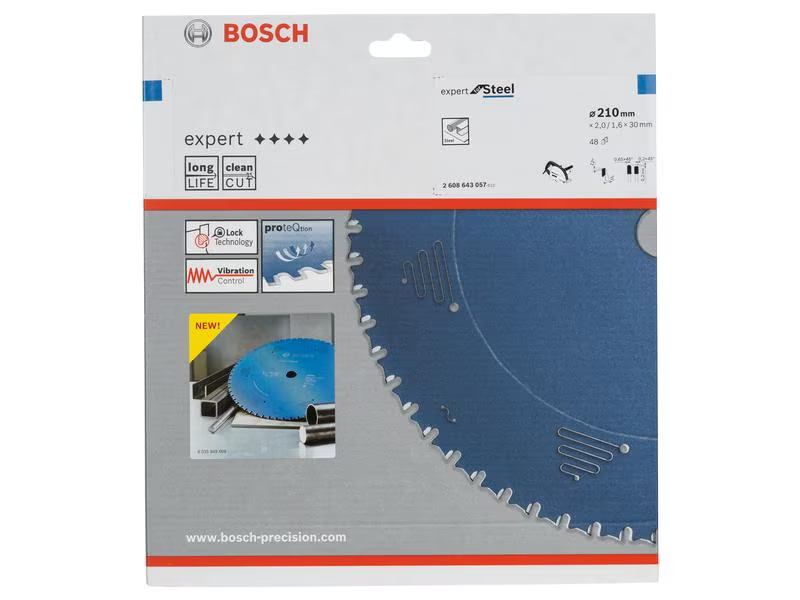 Bosch Professional Kreissägeblatt Expert for Steel, 21 cm x 3 cm x 0.2 cm, 48, Zubehörtyp: Kreissägeblatt, Verpackungseinheit: 1 Stück, Für Material: Stahl