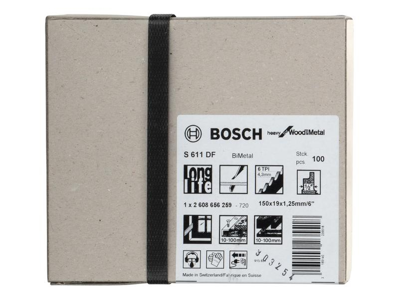 Bosch Professional Säbelsägeblatt S 611 DF Heavy Wood and Metal, 100 Stück, Zubehörtyp: Säbelsägeblatt, Verpackungseinheit: 100 Stück, Für Material: Aluminium, Kunststoff, Metall, Holz