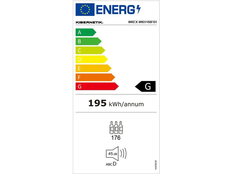 Kibernetik Weinklimaschrank WKH168F01, Energieeffizienzklasse: A, Bauart: Freistehend, Einbaunormen: Keine, Tiefe: 68 cm, Breite: 60 cm, Höhe: 184 cm, Flaschenkapazität: 138 ×, Temperaturzone oben / unten 3 - 20 °C