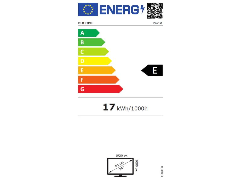 Philips 242B1/00, 23.8 Zoll LED, 1920 x 1080 Pixel Full HD, 16:9, DVI VGA HDMI USB, Schwarz