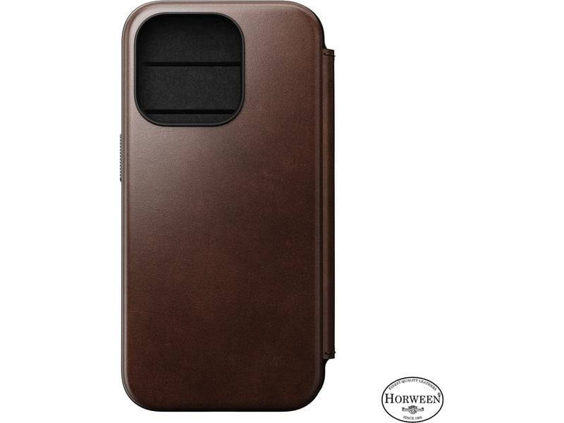 Nomad Modern Horween Leather Folio iPhone 15 Pro Rostbraun