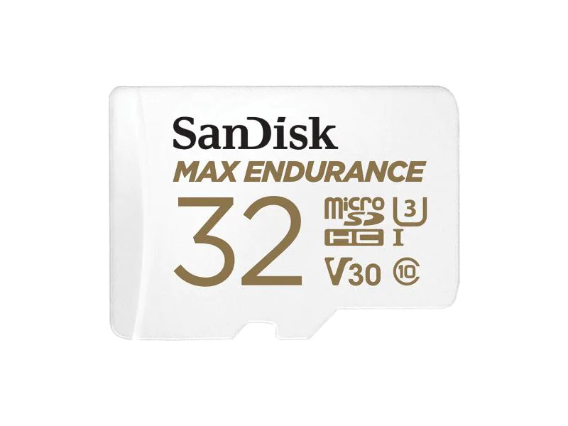 SanDisk microSDHC-Karte Max Endurance 32GB, Speicherkartentyp: Micro-SDHC, Speicherkapazität: 32 GB, Geschwindigkeitsklasse: Class 10; U3; UHS-I; V30, Lesegeschwindigkeit max.: 100 MB/s, Schreibgeschwindigkeit max.: 40 MB/s, Speicherkartenadapter: SD-Ada