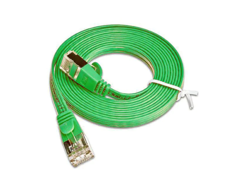 Wirewin Slimpatchkabel Cat 6, STP, 2 m, Grün, Farbe: Grün, Form: Flach, Zusatzfunktionen: Mit Klinkenschutz, Längenaufdruck auf Stecker, Länge: 2 m, Anschlüsse LAN: RJ45 - RJ45, Produkttyp: Slimpatchkabel