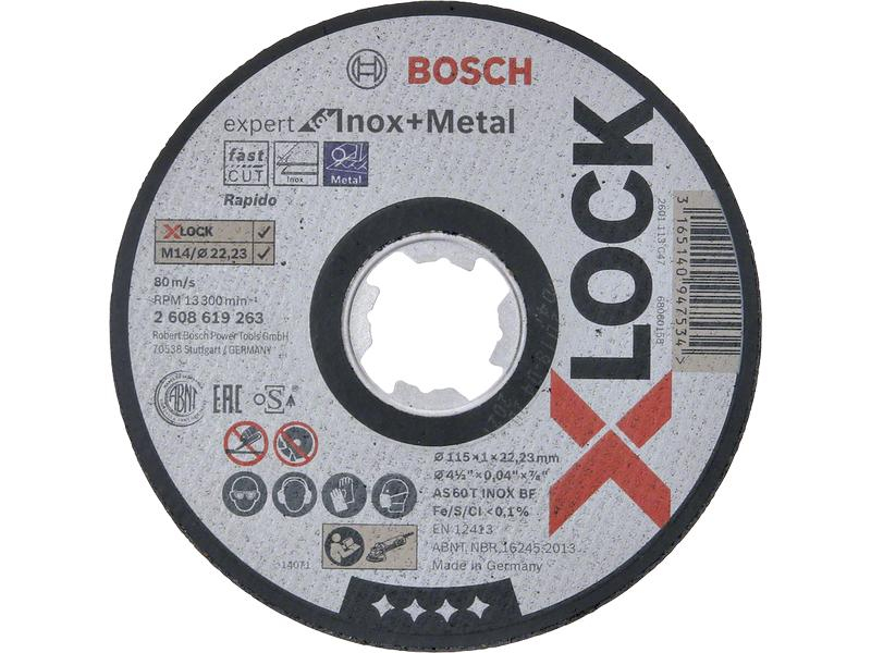 Bosch Professional Trennscheibe gerade X-LOCK Expert for Inox & Metal 115 mm, Zubehörtyp: Trennscheibe, Für Material: Inox, Metall