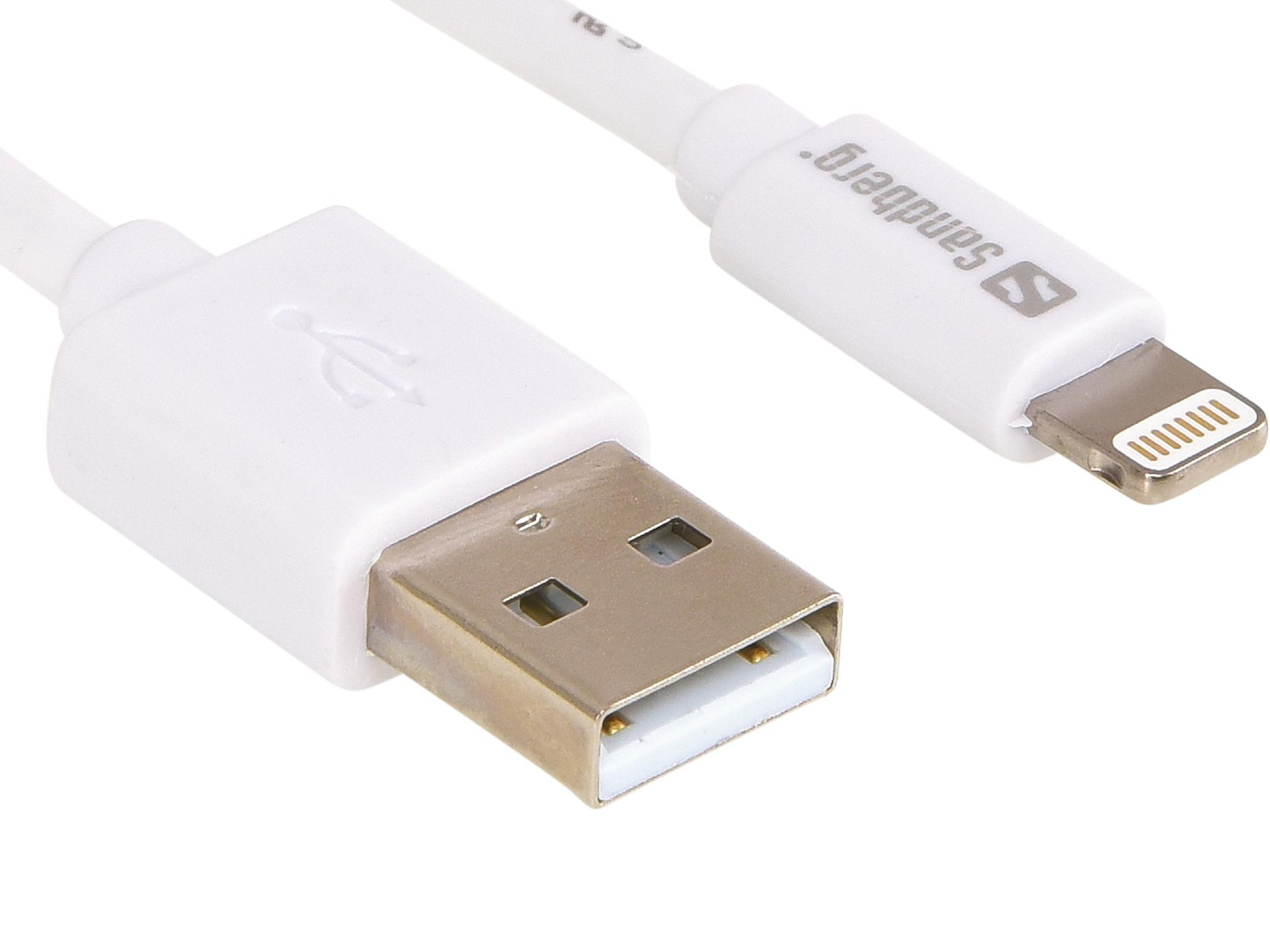 SANDBERG USB Cable, USB/A-Lightning M-M, 2m, white