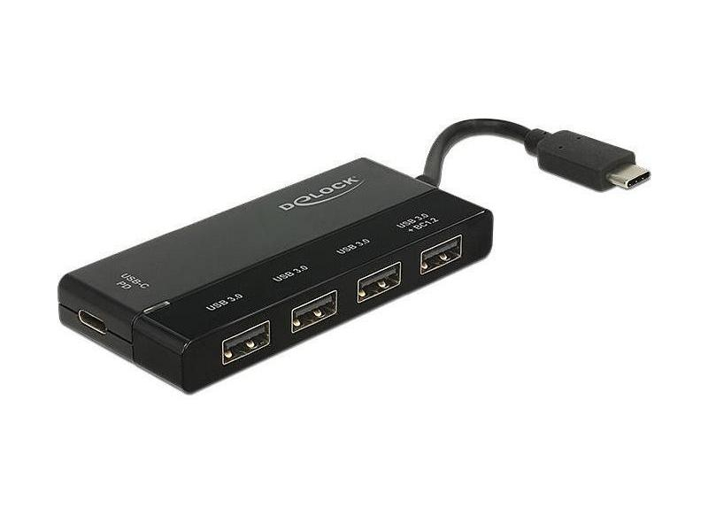 DeLock USB-Hub 62793, Stromversorgung: Netzteil, Anzahl Ports: 4, Farbe: Schwarz, USB Standard: 3.0, Chipsatz: VIA VL813