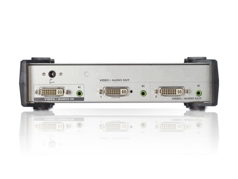 Aten 2-Port Signalsplitter DVI-I - DVI-I, Anzahl Ports: 2, Schnittstellen: 3,5-mm-Kopfhöreranschluss, DVI-I, Signalverstärkung: Aktiv