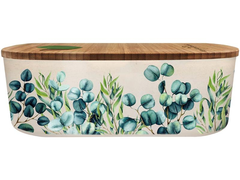 BioLoco Lunchbox Plant Oval Eucalyptus, Materialtyp: Biokunststoff, Unterteilungsmöglichkeit: Ja, Material: Polylactid Acid (PLA), Detailfarbe: Grün, Weiss, Set: Nein, Motiv: Pflanze