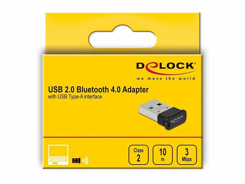 Delock USB-Bluetooth-Adapter 61004 V4.0, 7mm, WLAN: Nein, Schnittstelle Hardware: USB 2.0, Bluetooth Standard: 4.0