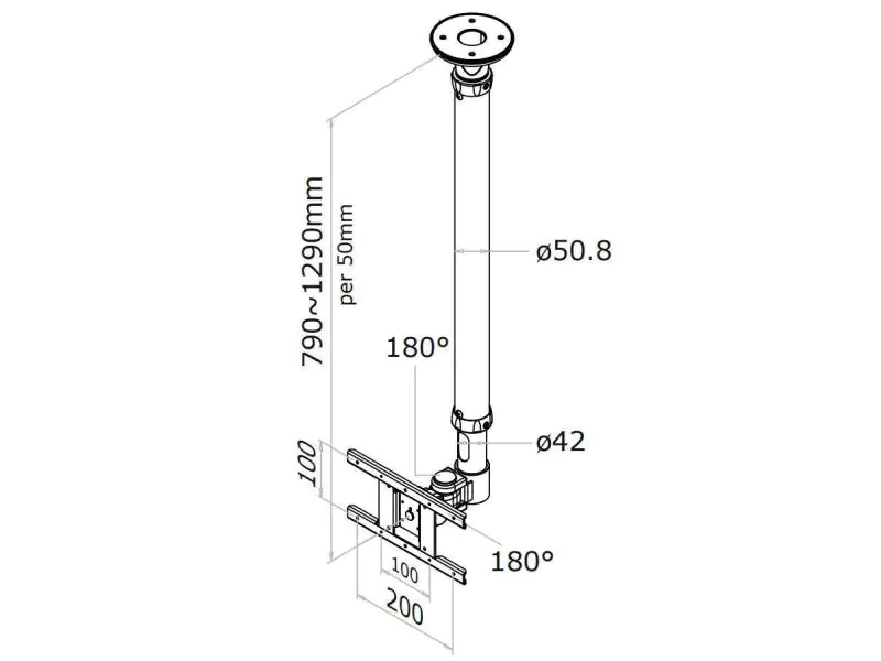 FPMA-C100WHITE 10-26" NewStar Flatscreen Ceiling Mount (Height: 79-129 cm) White