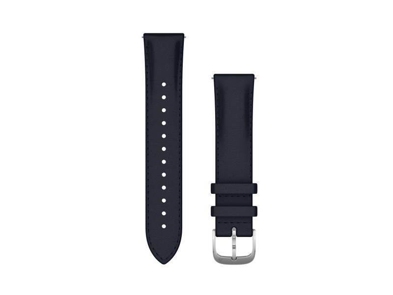 GARMIN Schnellwechsel-Armband 20 mm, Leder, Farbe: Dunkelblau, Silber