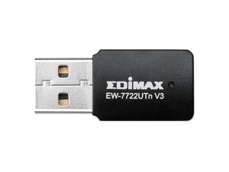 Edimax WLAN-N USB-Stick EW-7722UTN V3, Schnittstelle Hardware: USB 2.0, WLAN Standard: 802.11g (Wi-Fi 3), 802.11b (Wi-Fi 1), 802.11n (Wi-Fi 4), Frequenzband: 2.4 GHz, Formfaktor: Extern, Höhe Slot-Blech: Extern