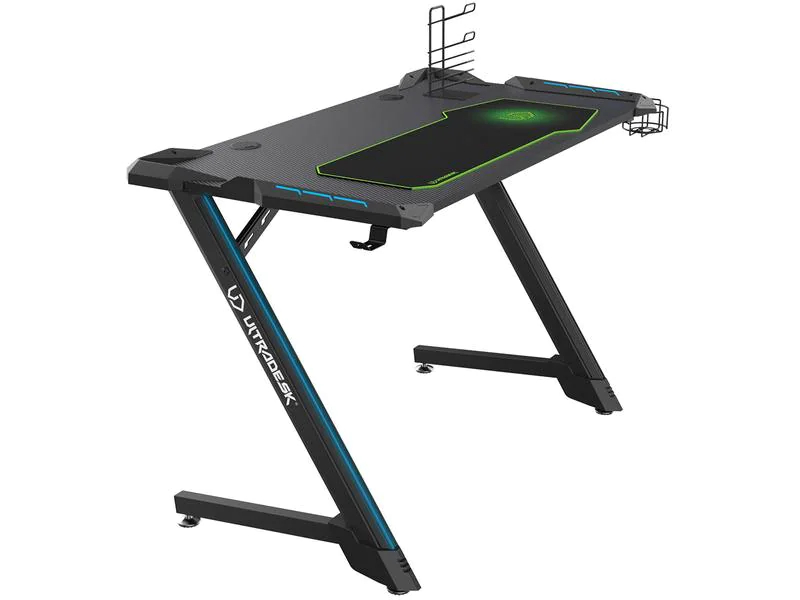 Ultradesk Gaming Tisch Space V2 Schwarz, Beleuchtung: Ja, Höhenverstellbar: Nein, Detailfarbe: Schwarz, Material: Aluminium