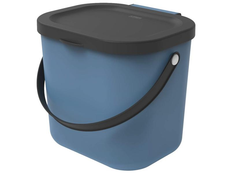 Rotho Recyclingeimer Albula 6 l, Anthrazit/Blau, Fassungsvermögen: 6 l, Anzahl Behälter: 1, Material: Kunststoff, Form: Rechteck, Farbe: Blau, Anthrazit