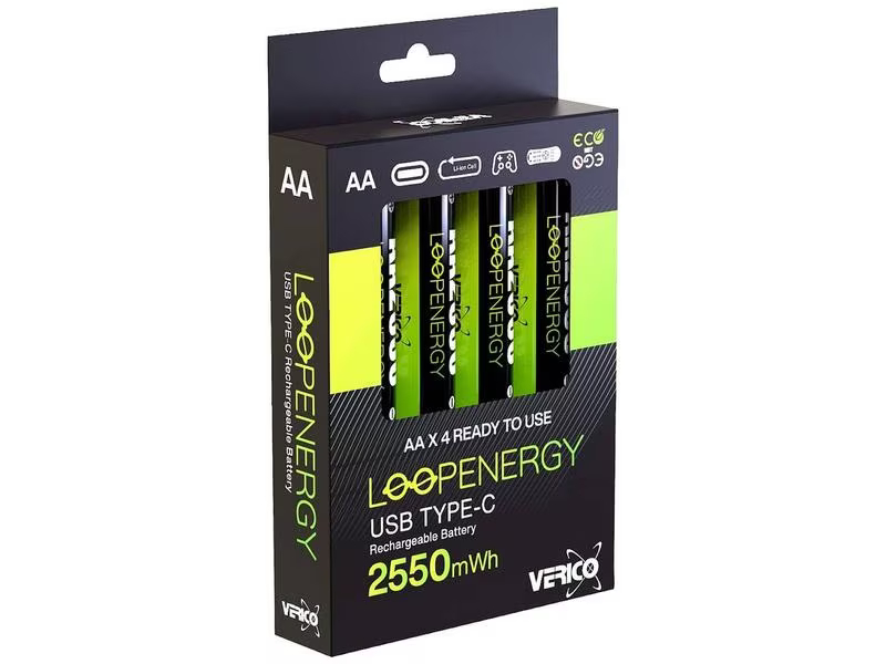 Verico Akku 4x AA 1700 mAh, Spannung: 1.5 V, Kapazität: 1700 mAh, Akkutyp Bauform: AA, Verpackungseinheit: 4 Stück, Kapazität Wattstunden: 2.55 Wh, Akkutyp: Lithium-Ion (Li-Ion)