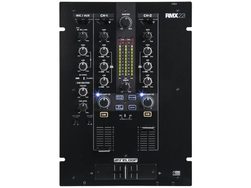 Reloop DJ-Mixer RMX-22i, Bauform: Clubmixer, Signalverarbeitung: Digital, Anzahl Kanäle: 2