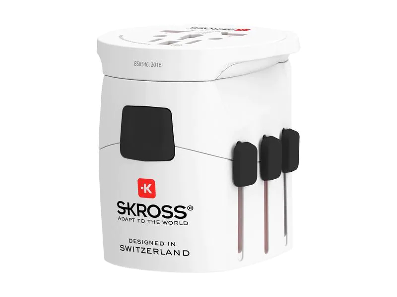 SKROSS Weltreiseadapter Pro Light USB 2 x A, Anzahl Pole: 3-polig (geerdet), USB Ladeanschluss: 4, Adapter Dose: World, Adapter Stecker: World