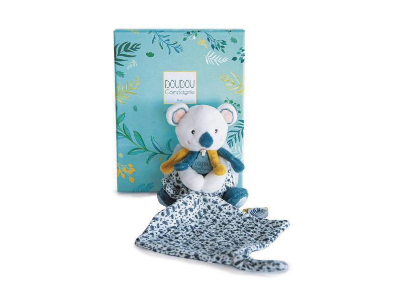 DouDou et compagnie Geschenkset Koala Schmusetuch 15cm, Material: Polyester, Farbe: Mehrfarbig, Weiss