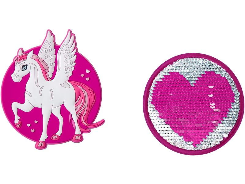 Schneiders Badges Pegasus + Heart 2 Stück, Nachhaltige Eigenschaft: Keine Eigenschaft, Zertifikate: Keine Zertifizierung, Farbe: Grau, Weiss, Pink, Sportart: Lifestyle
