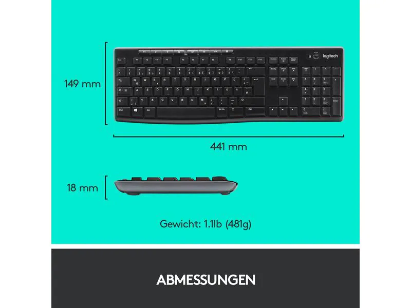 Logitech Wireless Tastatur-Maus-Set MK270 CH-Layout