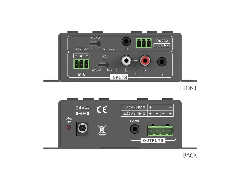 PureLink Audioverstärker PT-AA220 2 x 20W (Class D), Art: Verstärker, Schnittstellen: 2,5 mm Klinke, Cinch