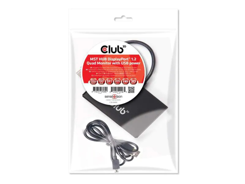 Club 3D Adapter CSV-6400 MST Hub DisplayPort 1.2, Kabeltyp: Adapter, Videoanschluss Seite A: DisplayPort, Videoanschluss Seite B: DisplayPort