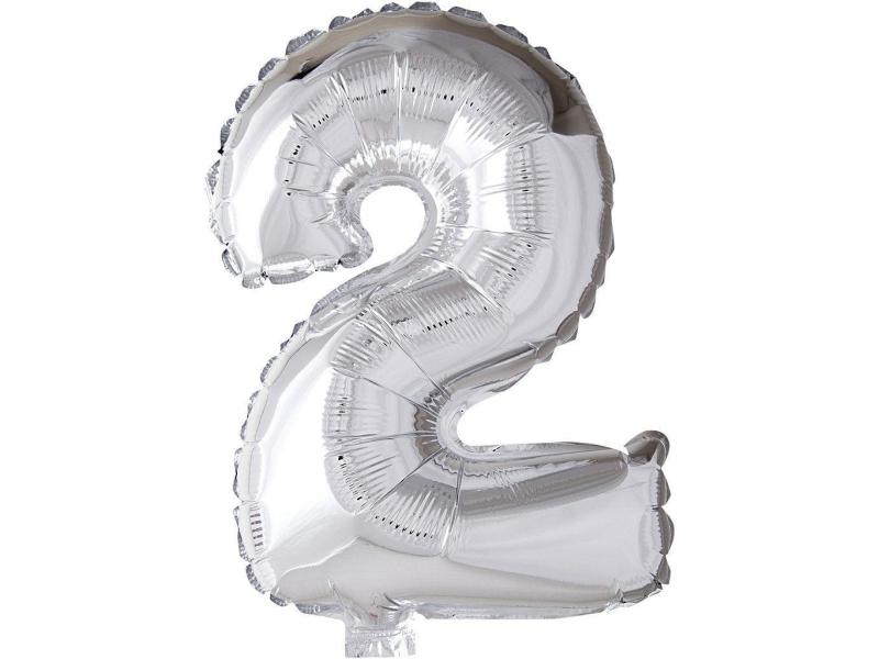 Creativ Company Folienballon 2 Silber, Packungsgrösse: 1 Stück, Grösse: 41 cm, Motiv: Zahlen, Produkttyp: Folienballon, Material: Folie, Farbe: Silber