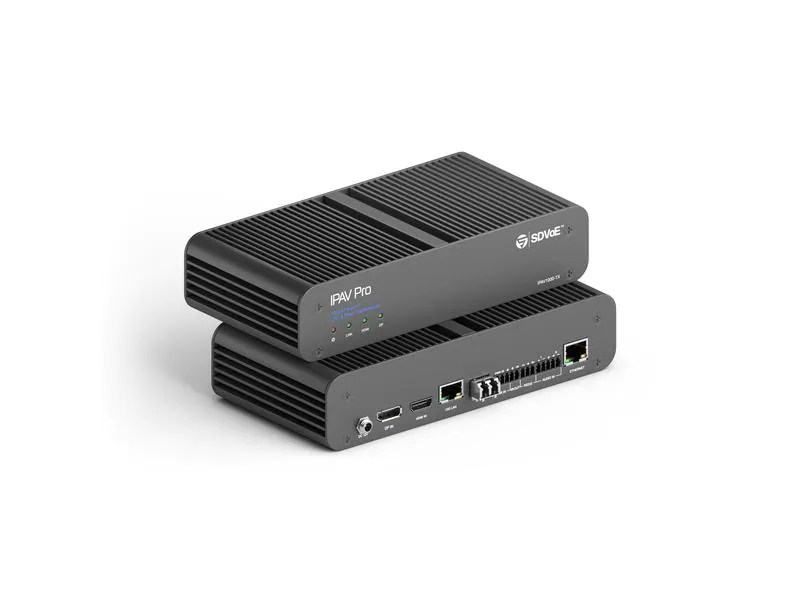 PureTools IP Transmitter IPAV1000-TX 10G Ethernet CAT/Glasfaser, Übertragungsstandard: SFP+ / RJ-45 (10 Gbps), Stromversorgung: Externes Netzteil, 12 V, Max. Auflösung: 3840 x 2160 (Ultra HD 4K), Eingänge: HDMI, DisplayPort, Ausgänge: RJ-45, SFP+, Eig