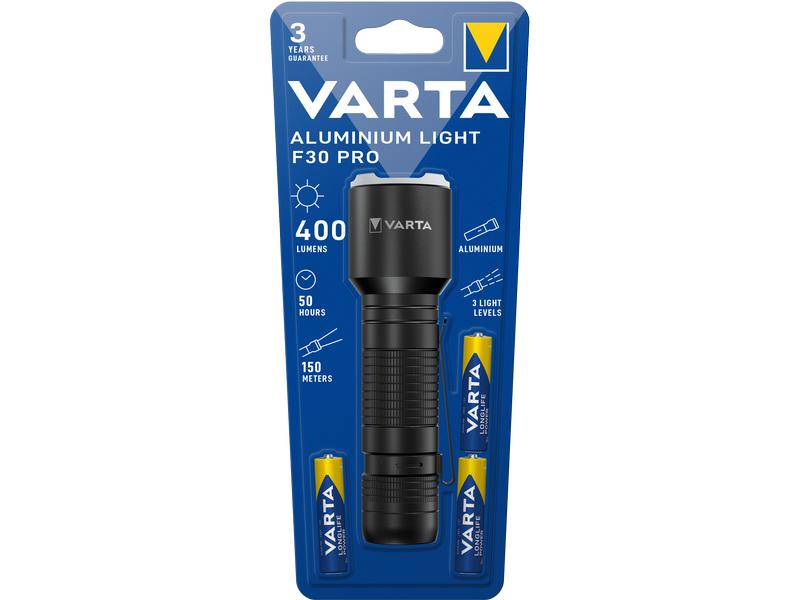Varta Taschenlampe Aluminium Light F30 Pro, Einsatzbereich: Outdoor & Camping, Wandern, Betriebsart: Batteriebetrieb, Leuchtmittel: LED, Wasserfest: Ja, Leuchtweite: 32 m, Max. Laufzeit: 50 h