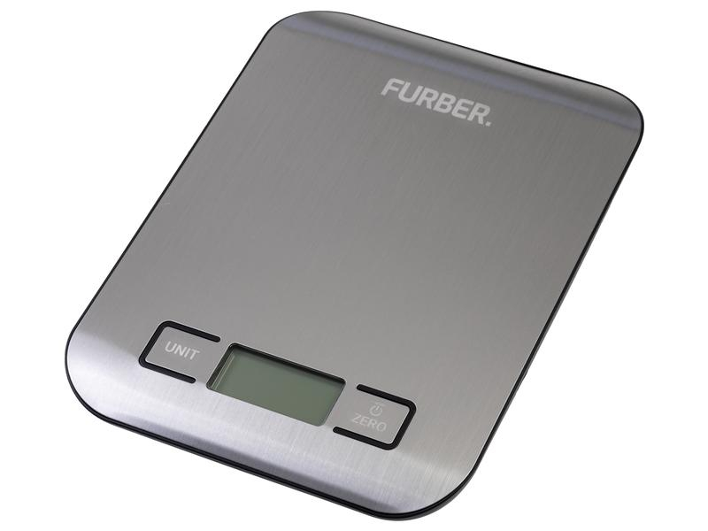 FURBER Küchenwaage USB Silber, Bedienungsart: Tasten, Messschritte: 1 g, Tara-Zuwiegefunktion: Ja, Detailfarbe: Silber, Material: Kunststoff, Edelstahl, Gewicht Max.: 5 kg