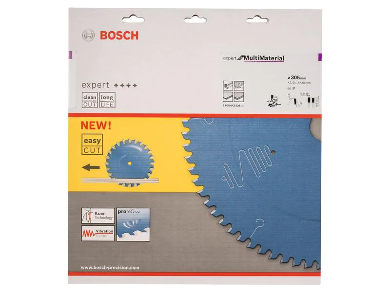 Bosch Professional Kreissägeblatt Expert Multi Material, 30.5 x 3 x 0.24 cm, 96, Zubehörtyp: Kreissägeblatt, Verpackungseinheit: 1 Stück, Für Material: NE-Metall, Aluminium, Holzfaserplatten, Kunststoff