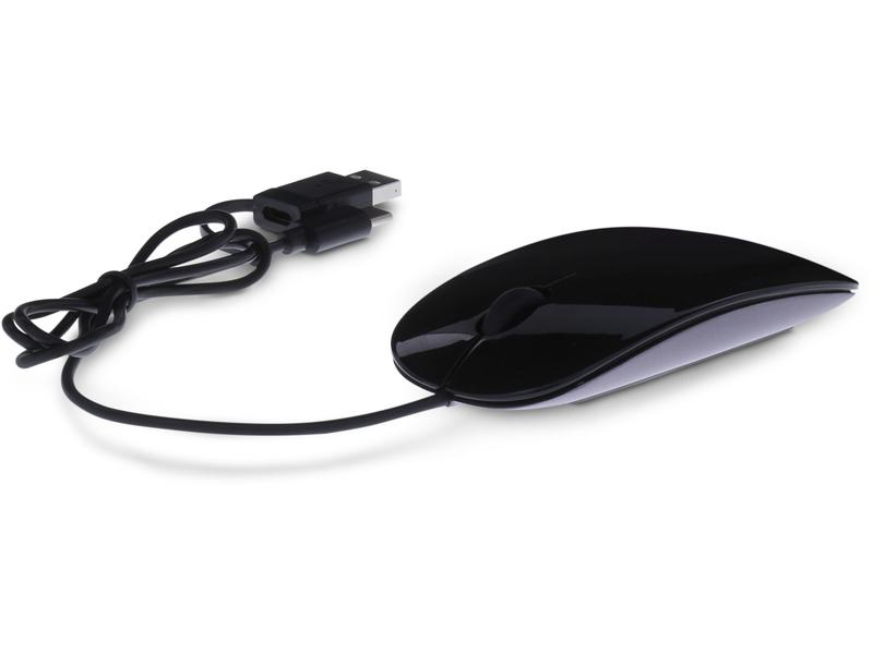 LMP Easy Mouse USB-C, Maus-Typ: Business, Maus Features: Scrollrad, Bedienungsseite: Universal, Farbe: Grau, Verbindungsart: Verkabelt, Schnittstelle: USB-A, USB-C