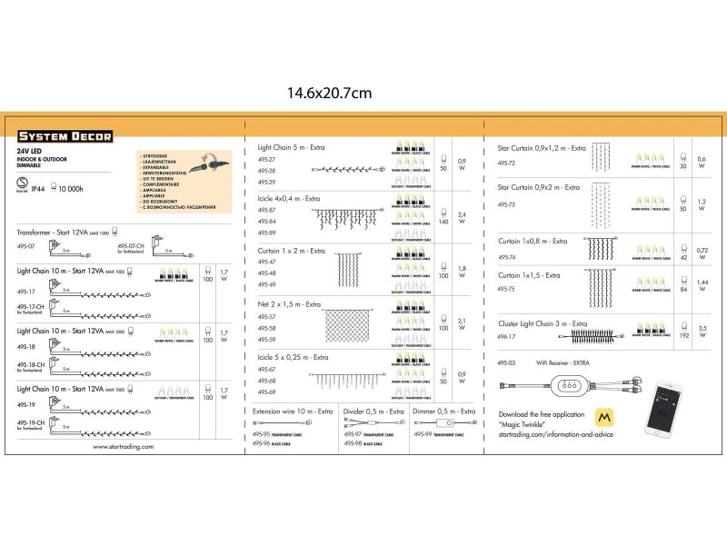 Star Trading Verlängerungskabel System Decor, 10 m Schwarz, Farbtemperatur: Je nach Leuchtmittel, Aussenanwendung: Ja, Länge: 10 m, Anzahl Lampen: 0 ×, Beleuchtungssystem: System Decor, Produkttyp: Verlängerungskabel