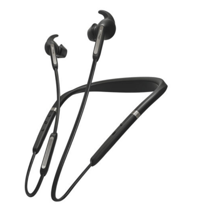 Jabra Headset Evolve 65e MS, Ausstattung Mikrofon: Noise Cancelling, Trageweise: Duo, Skype for Business, Verbindung zum Endgerät: Bluetooth, Tragestil: Nackenbügel, Trageform: In-Ear, Geeignet für: Home Office; Mobile Mitarbeiter