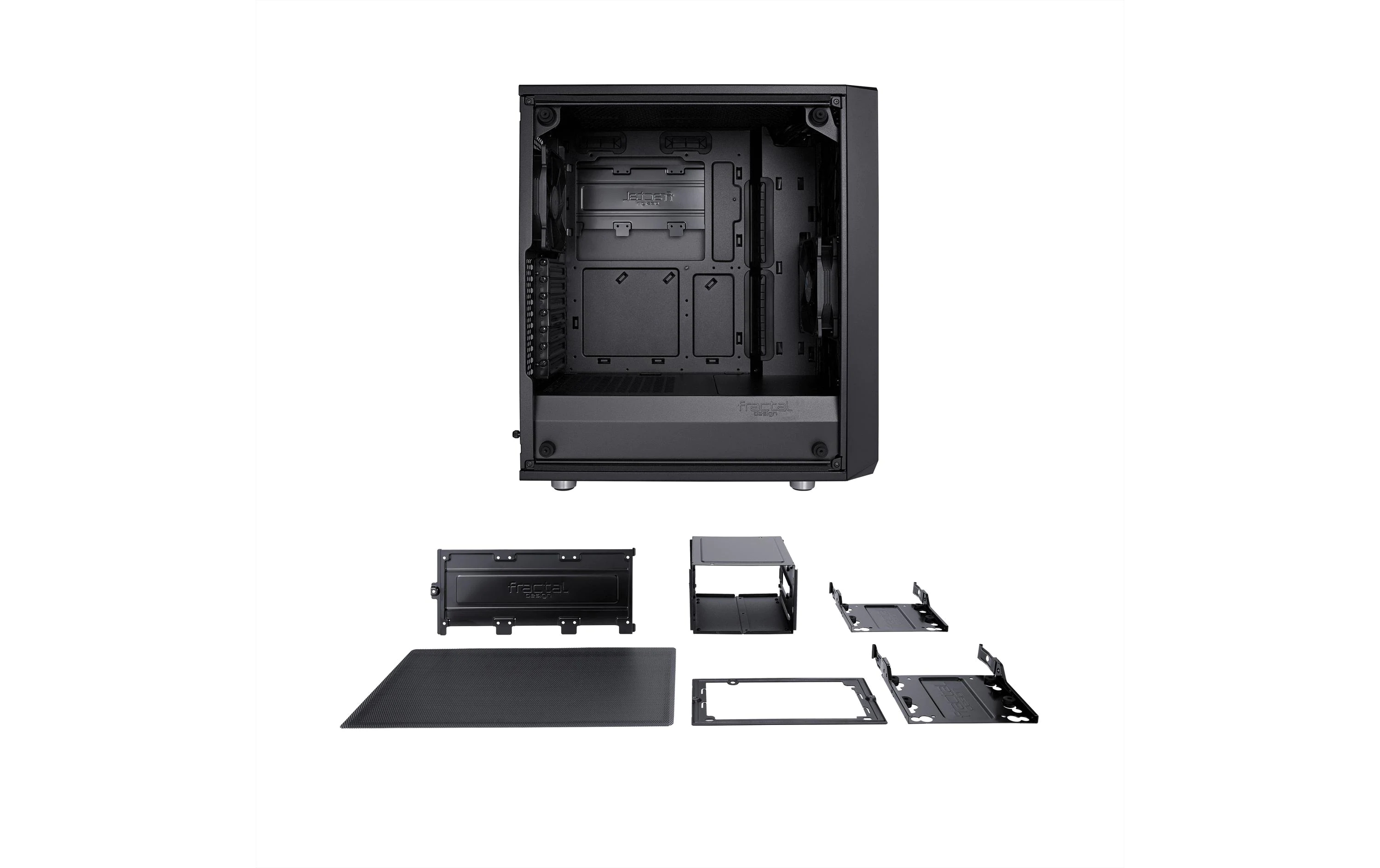 Fractal Design PC-Gehäuse Meshify C TG Schwarz, Unterstützte Mainboards: Micro-ATX, ITX, ATX, Gehäuse Bauart: Mid-Tower, Detailfarbe: Schwarz, Anzahl Lüfterplätze: 7, Sichtfenster: Ja, Netzteil vorinstalliert: Nein